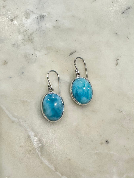 Larimar Oval Drop Earrings
