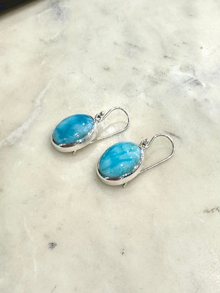 Larimar Oval Drop Earrings