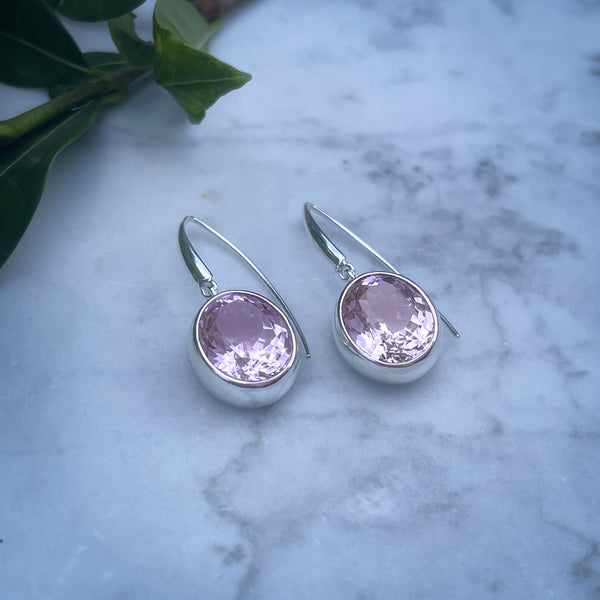 Large Oval Kunzite Earrings