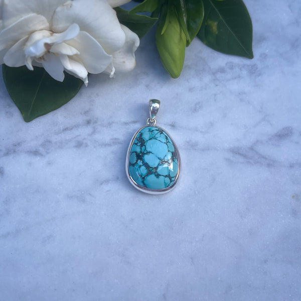 Turquoise Silver Oval Pendant
