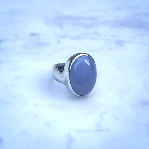 Chalcedony Cabochon Oval Ring