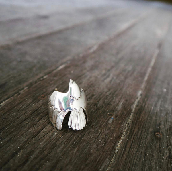 Silver Soaring Eagle Ring