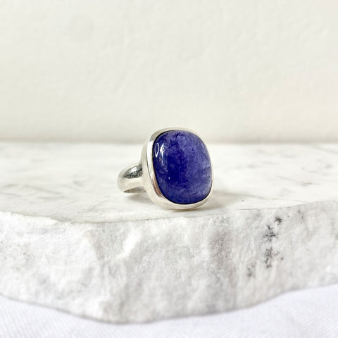 Silver Cabochon Tanzanite Ring