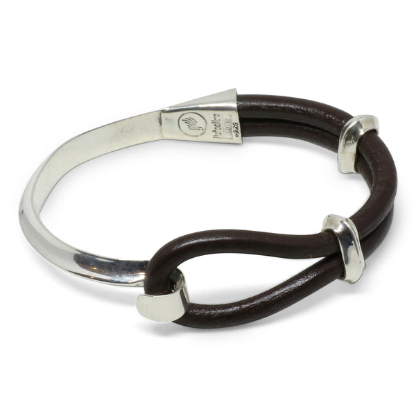 Men's Leather and Silver Bracelet