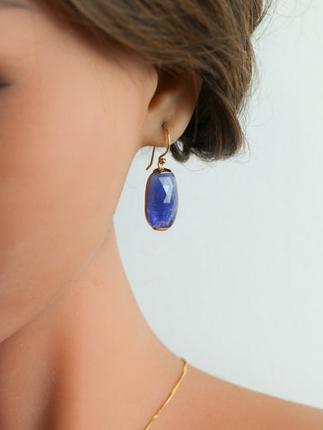9ct Gold Faceted Tanzanite Earring