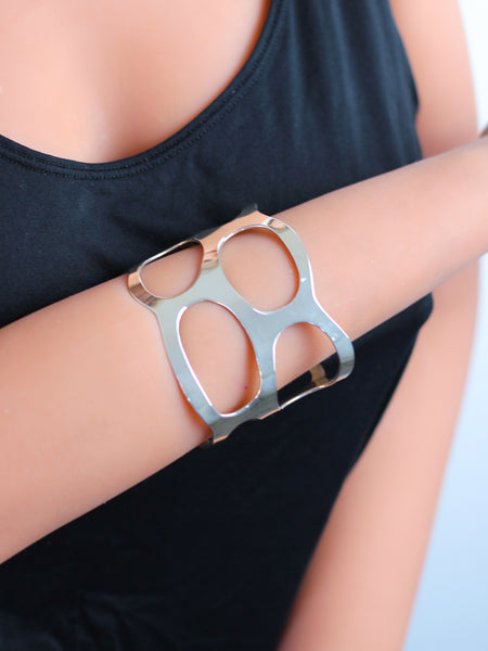 Silver Cutout Bangle - Mexico