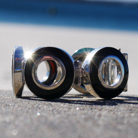 Circles Onyx Inlay Silver Bracelet