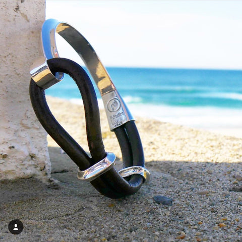 Men's Leather and Silver Bracelet