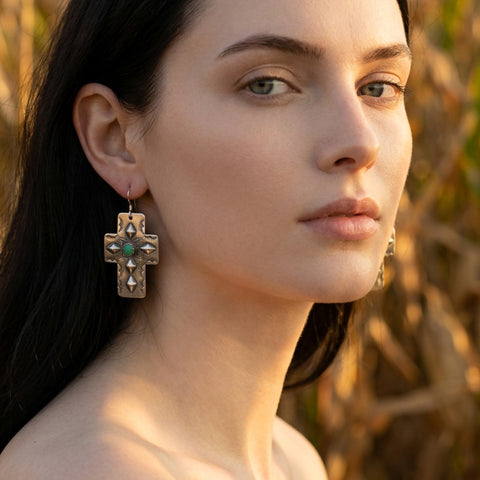Navajo Silver Cross Earrings