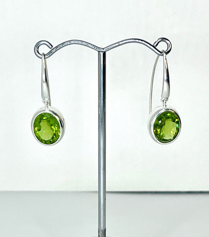 Peridot Oval Drop Earrings