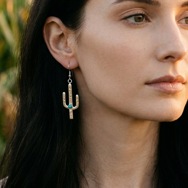 Silver Cactus Earrings