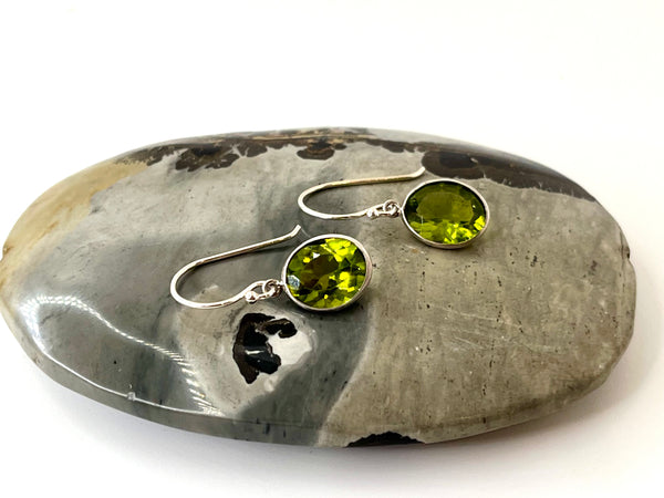 Peridot Oval Drop Earrings