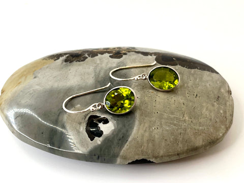 Peridot Oval Drop Earrings
