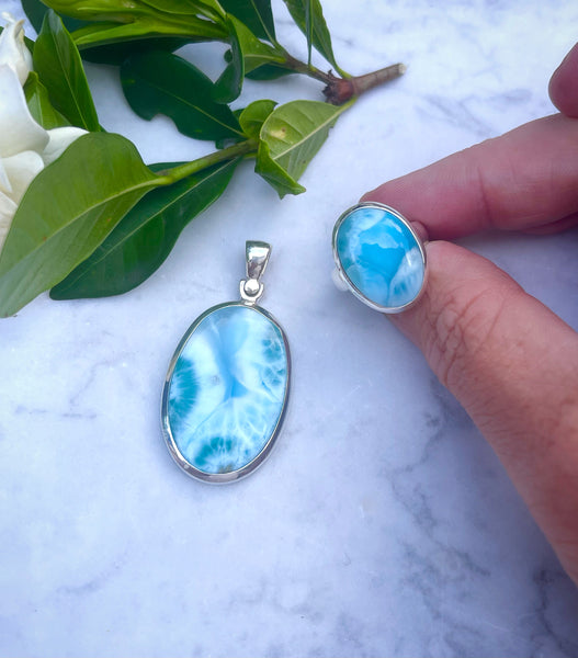 Larimar Silver Pendant