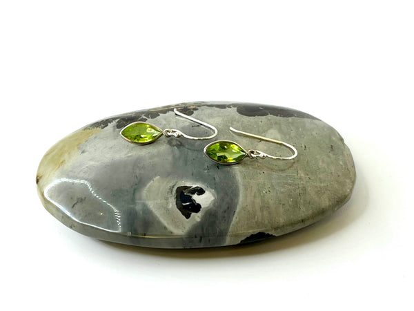 Peridot Small Ellipse Drop Earrings