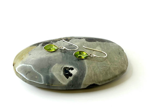 Peridot Small Ellipse Drop Earrings