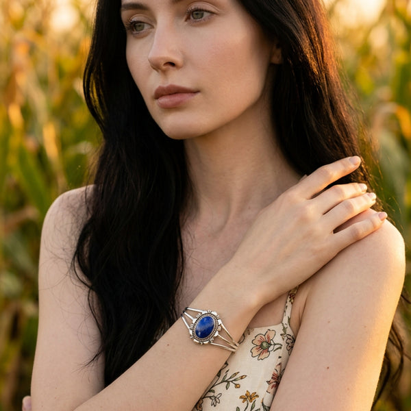 Navajo Lapis Lazuli Silver Bracelet