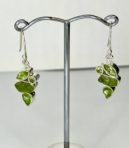 Peridot Rough Cut Drop Earrings