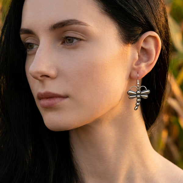 Navajo Silver Dragonfly Earrings
