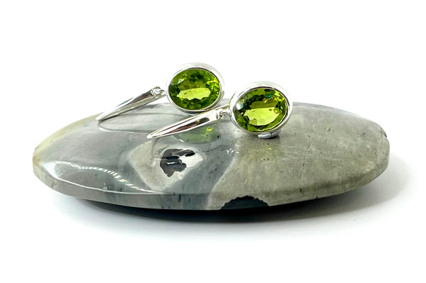 Peridot Oval Drop Earrings