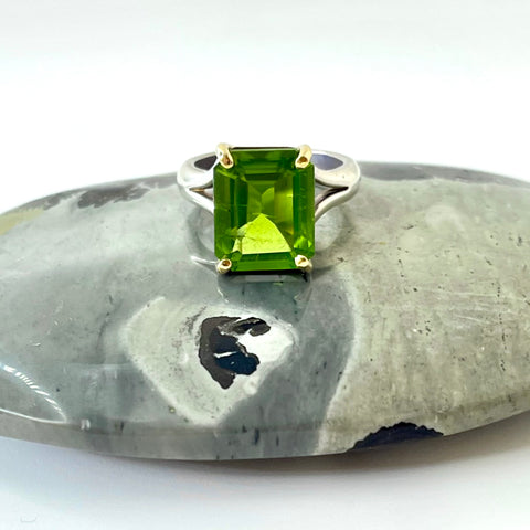 Peridot Gold and Silver Ring