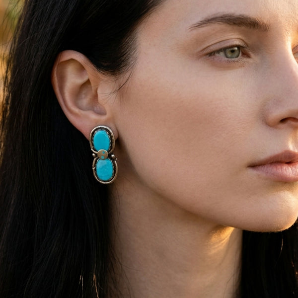 Zuni Turquoise Snake Stud Earrings