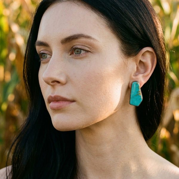 Natural Turquoise Clip On Earrings