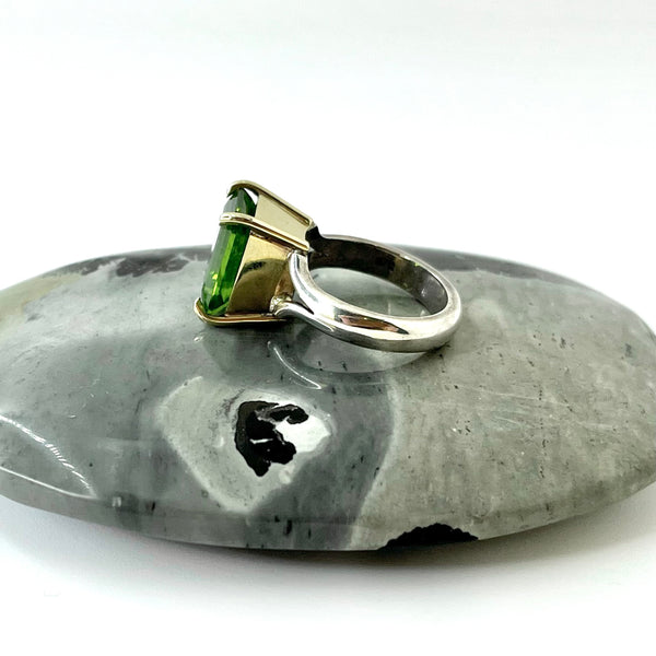Peridot Gold and Silver Ring