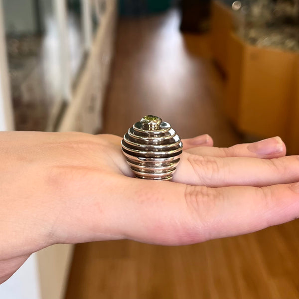 Heavy Peridot Layer Ring