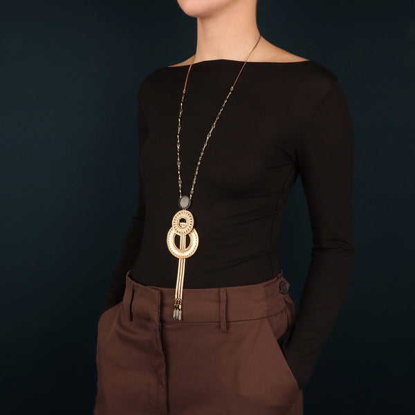 Taratata Long Olive Gold Necklace