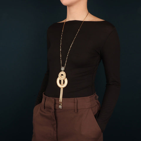 Taratata Long Olive Gold Necklace