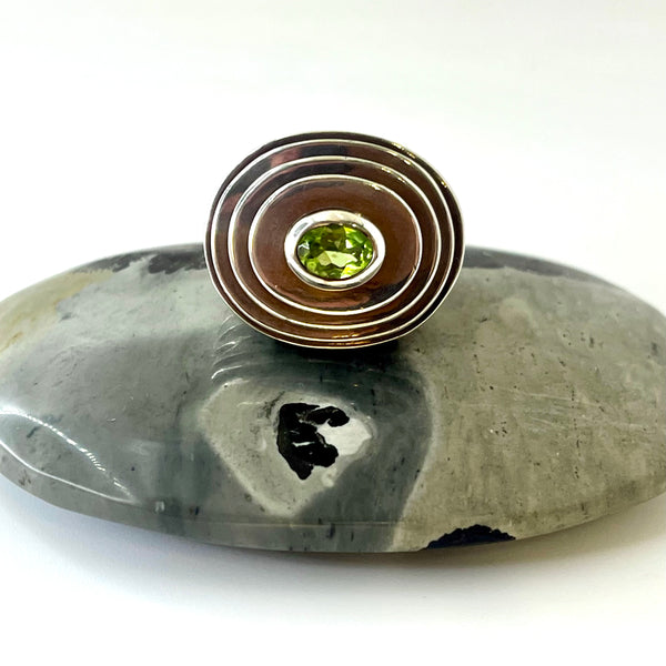 Heavy Peridot Layer Ring