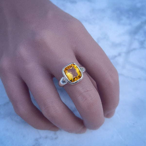 Citrine Cushion Cut Ring