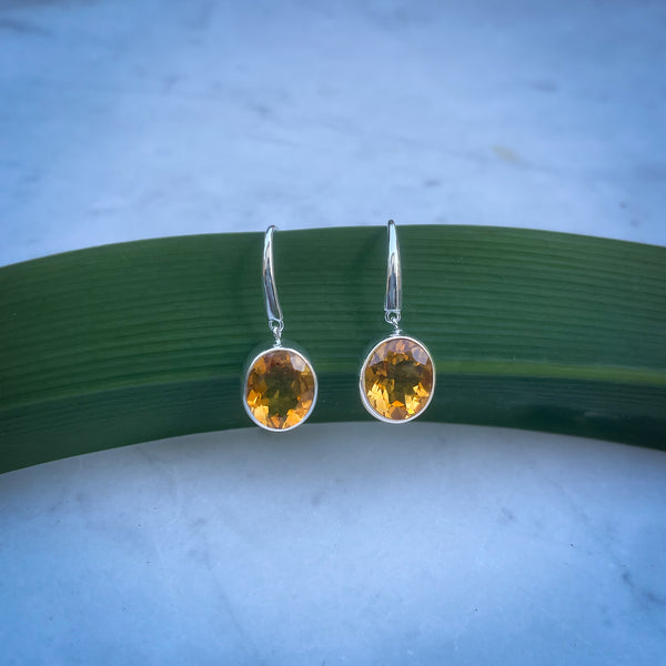 Citrine Oval Drop Earrings