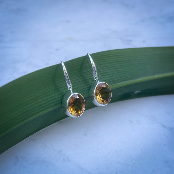 Citrine Oval Drop Earrings