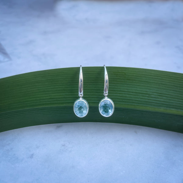 Aquamarine Silver Drop Earrings