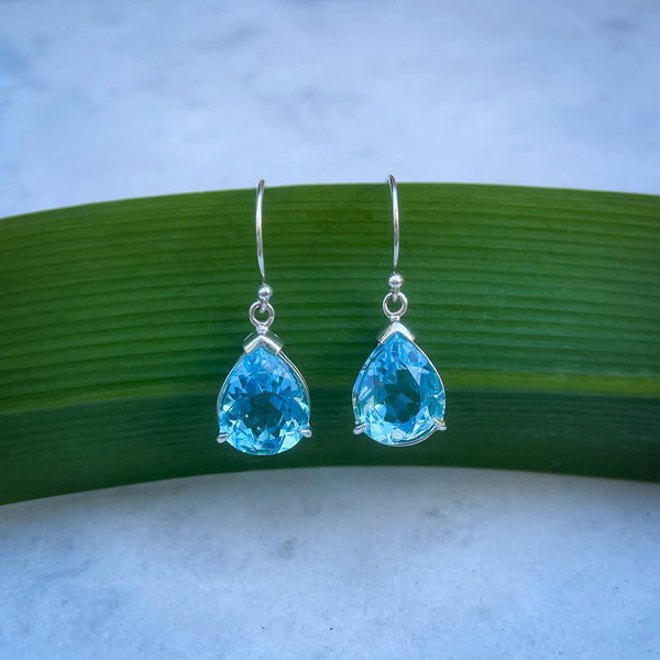 Blue Topaz Teardrop Earrings