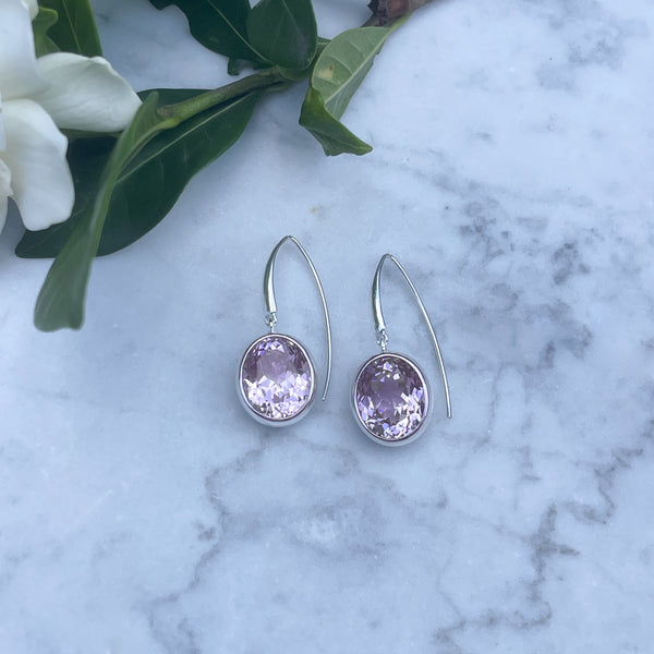 Large Oval Kunzite Earrings