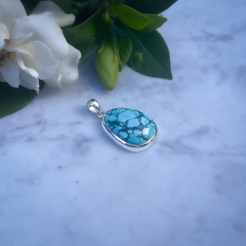 Turquoise Silver Oval Pendant