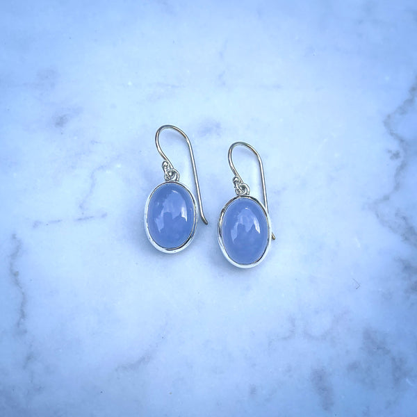 Chalcedony Oval Drop Earrings