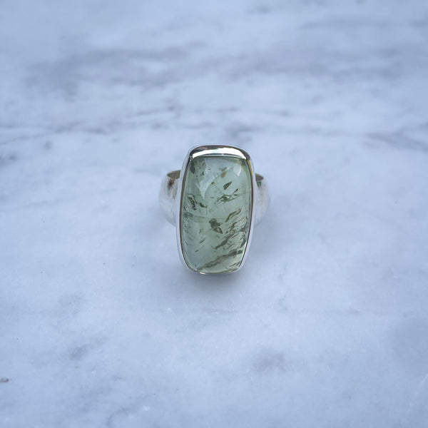 Prasiolite Large Cabochon Silver Ring