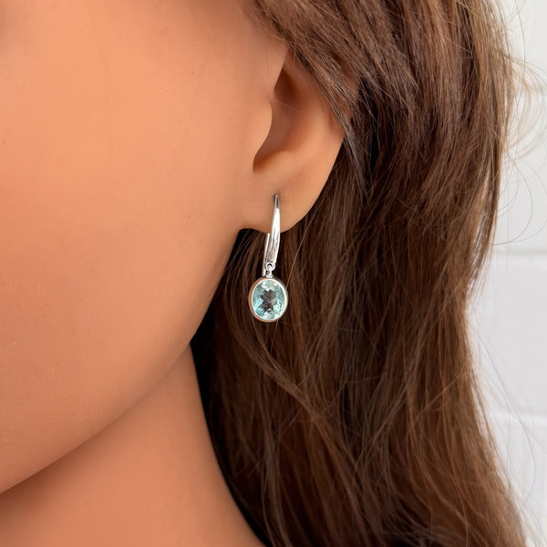 Aquamarine Silver Drop Earrings