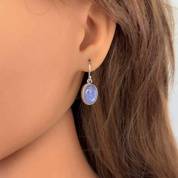 Chalcedony Oval Drop Earrings