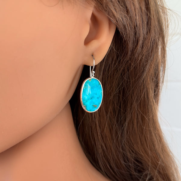 Turquoise Sleeping Beauty Oval Drop Earrings