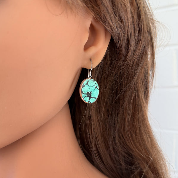 Turquoise Oval Drop Earrings