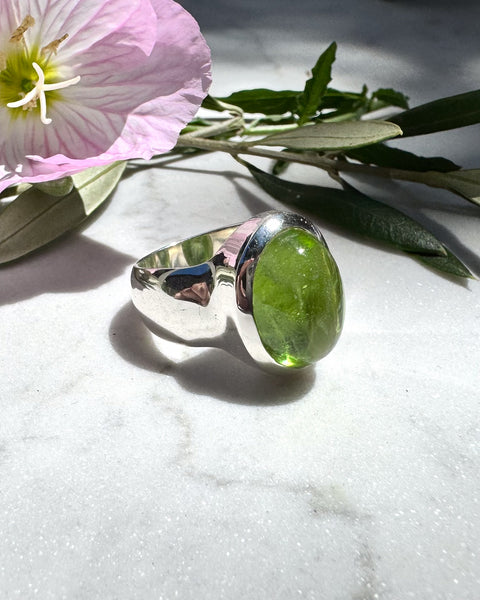 Chunky Cabochon Peridot Ring