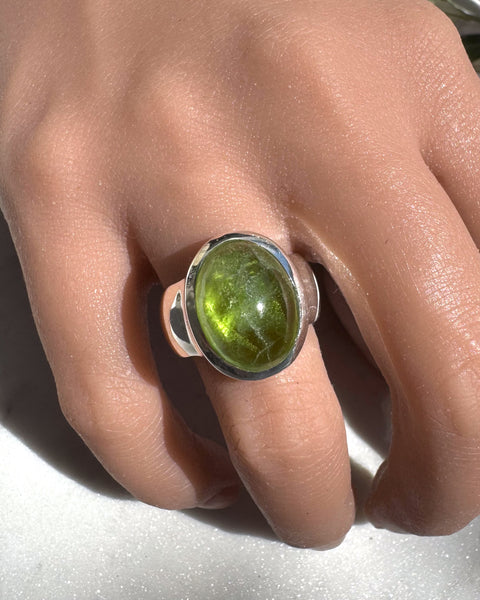 Chunky Cabochon Peridot Ring