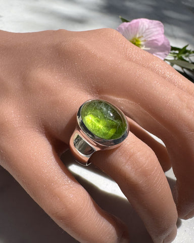 Chunky Cabochon Peridot Ring