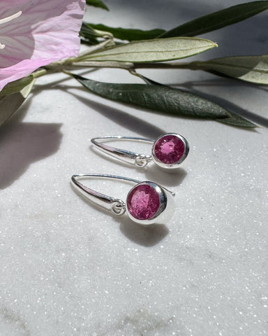 Pink Tourmaline Silver Earrings