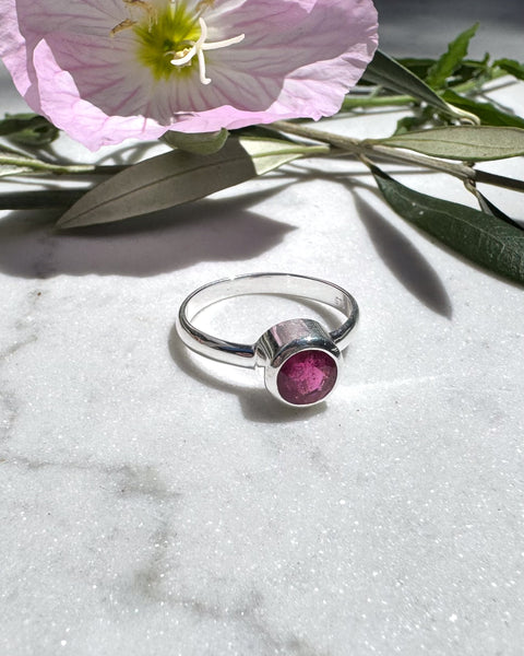 Rubelite Pink Tourmaline Round Ring